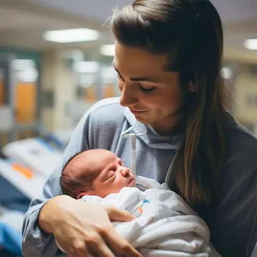Normal delivery care in Delhi: mother holding her newborn baby after birth